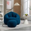 GustoWave Bean Bag Sofa, Deluxe Upholstered Bean Bag Couch with Petal Back Padded, Memory Foam Stuffed Bean Bag Couch with Footstool , Blue - 3 of 4