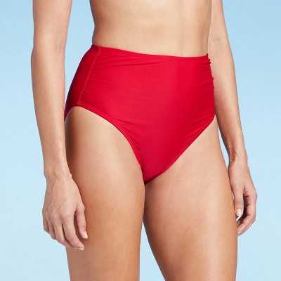 Women's High Waist Medium Coverage Bikini Bottom - Kona Sol™ Red