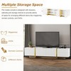 Luxury Fluted TV Stand for TVs Up to 80, Modern Entertainment Center with Cabinets Drawers and Golden Wood Grain Legs - 3 of 4