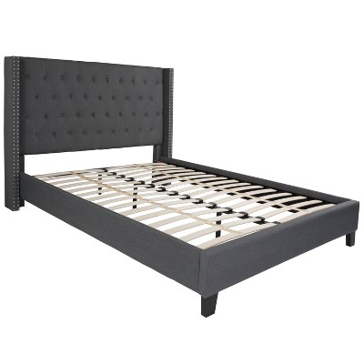 Merrick Lane Upholstered Queen Size Platform Bed In Dark Gray Fabric ...