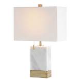 22.5" Marble and Iron Trevor Modern Console Table Lamp (Includes LED Light Bulb) White and Gold - Jonathan Y