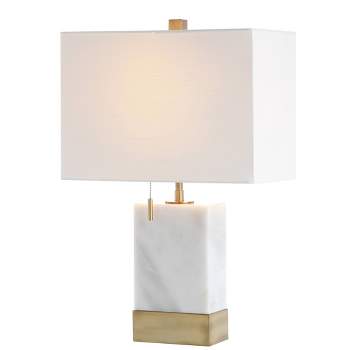 22.5" Marble and Iron Trevor Modern Console Table Lamp (Includes LED Light Bulb) White and Gold - Jonathan Y