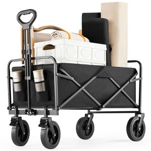 INFURNIC Utility Storage Carts Outdoor with Large Capacity and Foldable Design for Versatile Use in Gardening, Camping, Black, 33.2"*20.4"*38.9" - 1 of 4