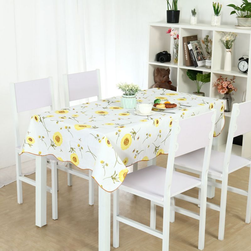 PiccoCasa Rectangle Vinyl Water Oil Resistant Printed Tablecloths Yellow 54"x71", 3 of 4