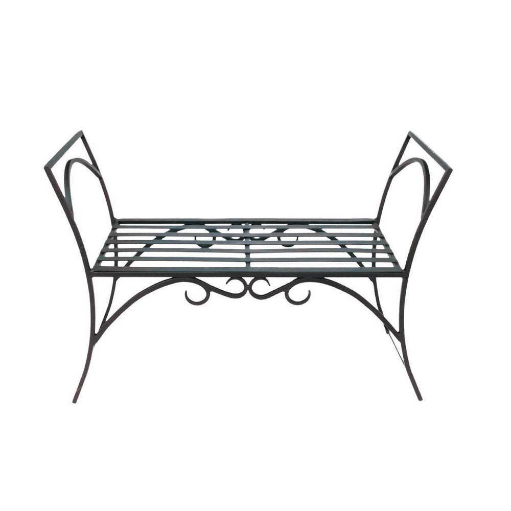Photos - Garden Furniture 26.5" Wrought Iron Curved Arbor Bench Black - ACHLA Designs