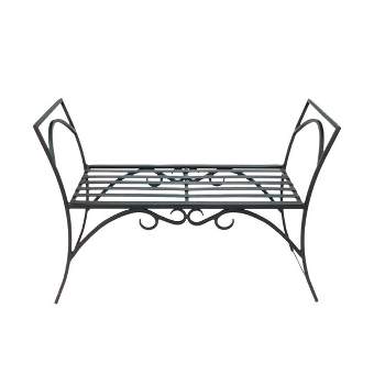 26.5" Wrought Iron Curved Arbor Bench Black - ACHLA Designs