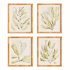 Plum & Post Coastal Greenery Prints, Set of 4 - Green Fir Wood Frame - 1 of 4