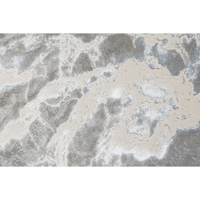 Azure Silver Gray and Blue Abstract Runner Rug 2'10" x 7'10"
