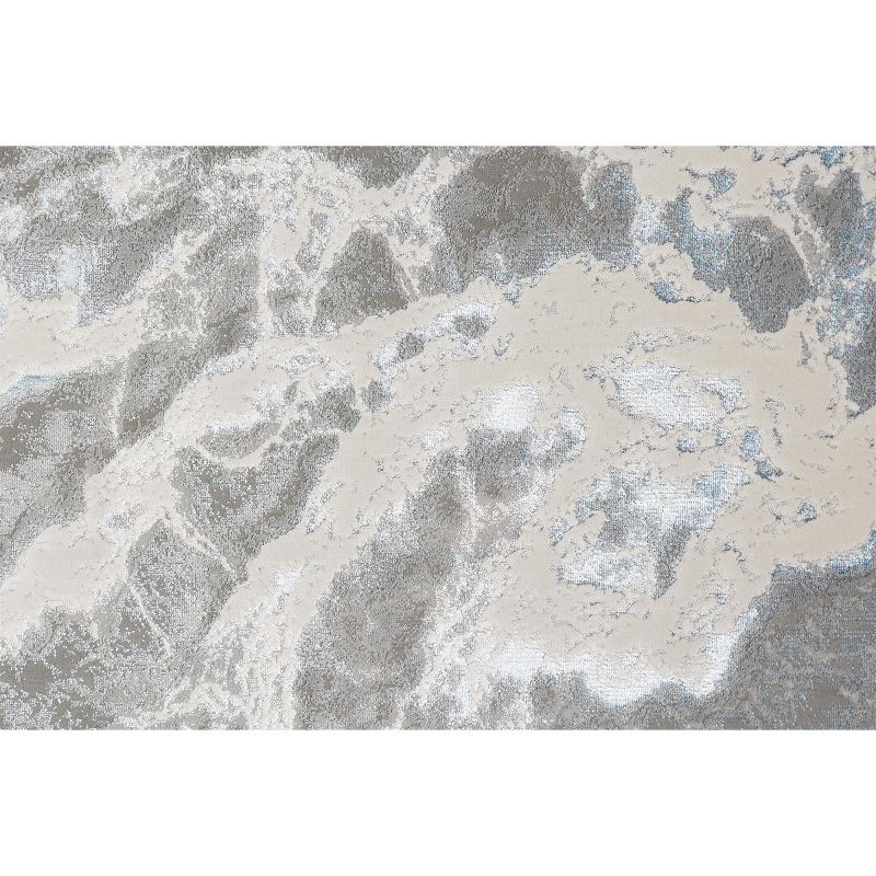 Azure Modern Abstract Silver/Gray/Ivory Area Rug, 4 of 6