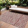 Burgundy And Ivory Striped Washable Indoor Outdoor Area Rug - 2 of 4