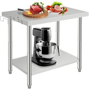 Heavy Duty Stainless Steel Work Table, Adjustable Height Utility Table for Home, Garage, and Restaurant Use - 1 of 4