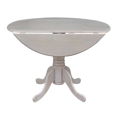 42" Washed Gray Taupe Round Wood Extendable Dining Table