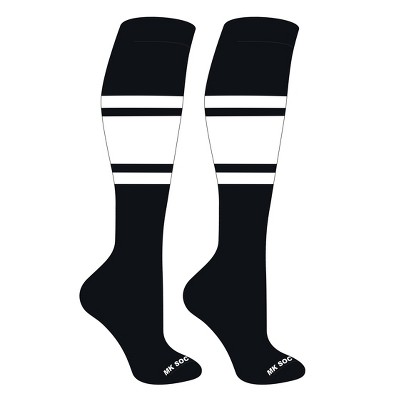 MK Socks Striped OTC Baseball, Softball, Football Socks (B) Black, White