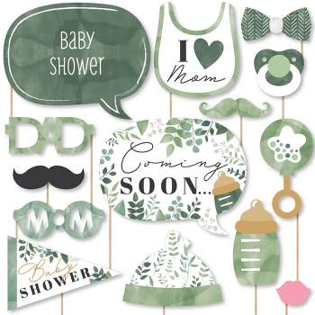 Big Dot of Happiness Boho Botanical Baby - Greenery Baby Shower Photo Booth Props Kit - 20 Count