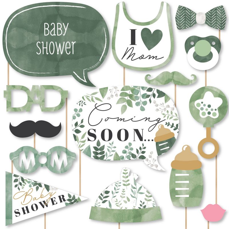 Big Dot of Happiness Boho Botanical Baby - Greenery Baby Shower Photo Booth Props Kit - 20 Count, 1 of 7