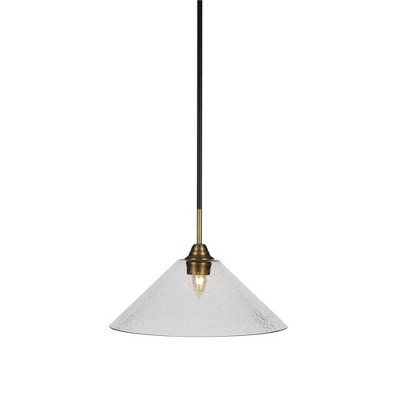 Toltec Lighting Paramount 1 - Light Pendant in  Matte Black/Brass with 16" Clear Bubble Shade