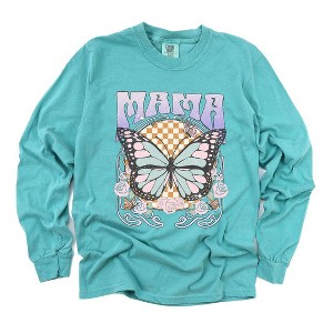 Simply Sage Market Women's Mama Butterfly Long Sleeve Garment Dyed Tee - 1 of 2