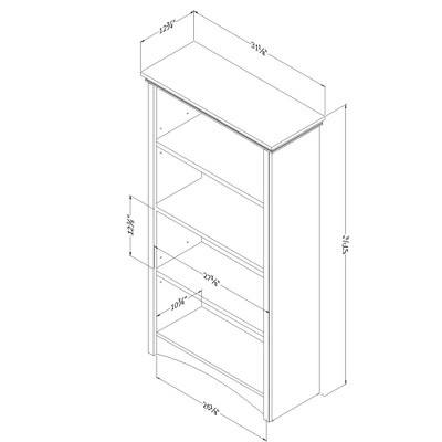 Gray Maple Adjustable 4-Shelf Bookcase