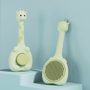 BABYYER Giraffe Shaped Cat Brush, Self Cleaning Slicker Brush with Release Button, for Dogs and Cats, Massage and Removes Loose Fur - 1 of 4