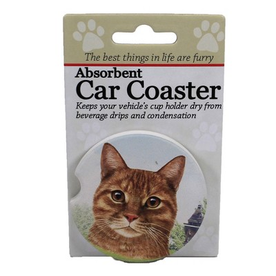 Car Coaster 2.5" Orange Tabby Car Coaster Absorbent E & S Pet  -  Coasters