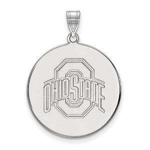 Black Bow Jewelry 14k White Gold Ohio State Buckeyes NCAA Extra Large Pendant - 1 of 3