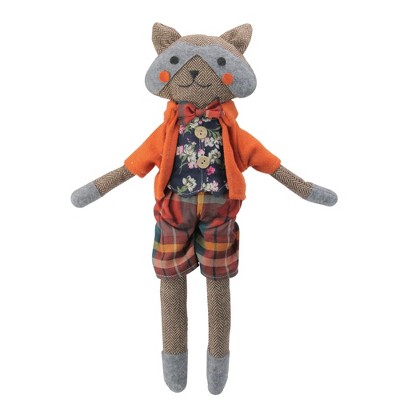 Northlight 17" Brown and Orange Sitting Boy Herringbone Design Fox Plush