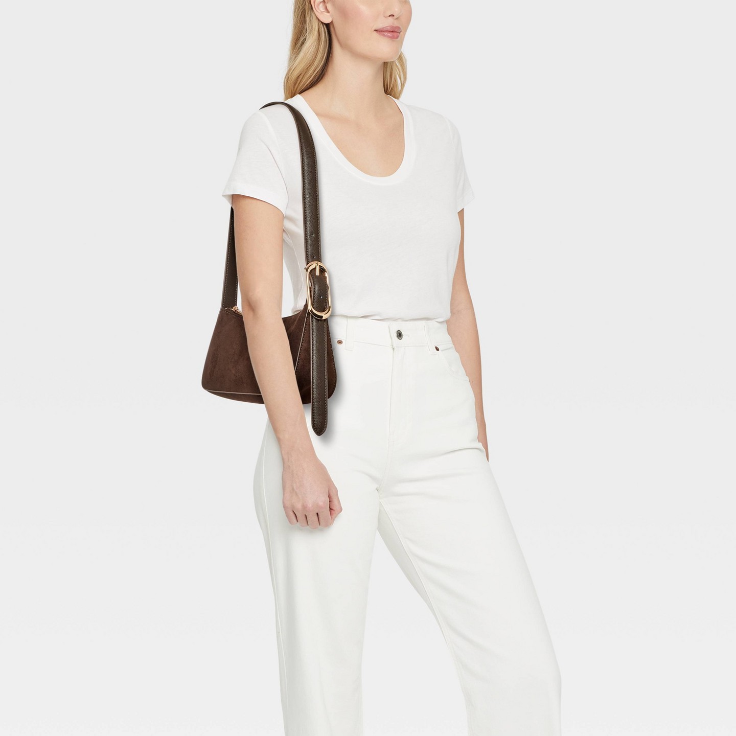 Сумка A New Day Faux Suede Elongated Belt Strap Shoulder, цвет: Коричневый — фото 2