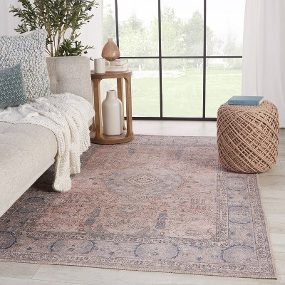 Serene Blue Medallion 9' x 12' Easy-Care Synthetic Area Rug