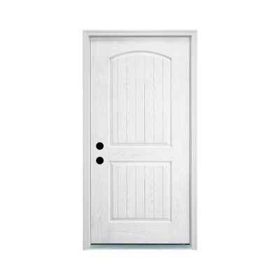Lirago 36 in. x 80 in. 2-Panel Plank Arch Top Right Hand Inswing White Wooden Grain Finished Fiberglass Knock Down Front Exterior Door with Door Jamb