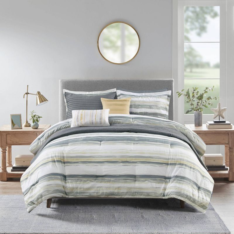 Madison Park 8pc Fairbanks Printed Seersucker Comforter and Coverlet Set Collection, 4 of 17