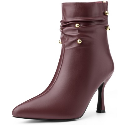 BLISSFUL STEP Pointed Toe Stiletto Heel Slouch Ankle Boots for Women