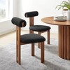 Modway  Torian Upholstered Boucle Dining Chairs Set of 2 in Walnut Black - 3-Legged Farmhouse Kitchen Chairs Comfortable Side Chairs with Wood Legs - 2 of 4