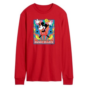 Men's - Disney - Mickey Music Is Life Long Sleeve Graphic T-Shirt - 1 of 3