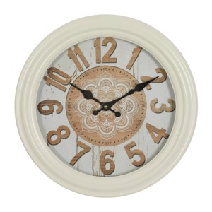 14"x14" Metal Fluted Frame Wall Clock White - Olivia & May: Silent, Farmhouse Style, Indoor Use - 1 of 4