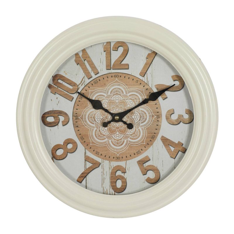 14&#34;x14&#34; Metal Fluted Frame Wall Clock White - Olivia &#38; May, 1 of 7