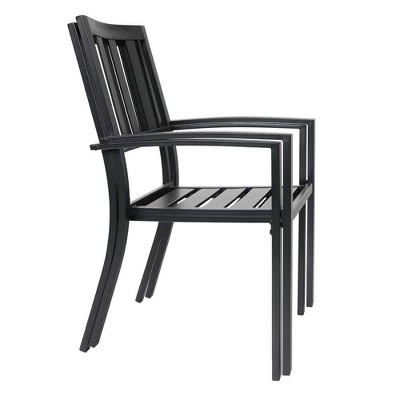 2pc Outdoor Stackable Bistro Chairs - Black - Captiva Designs