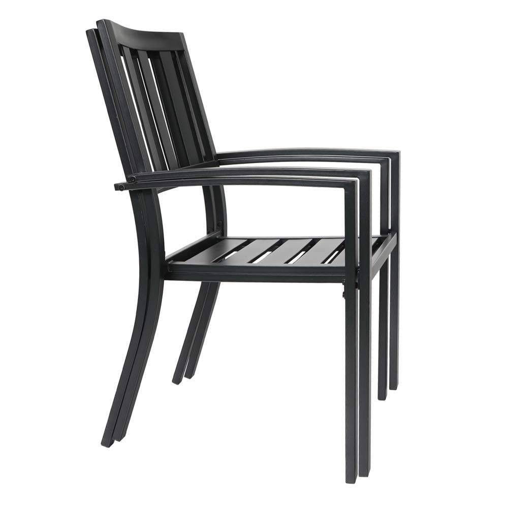 2pc Outdoor Stackable Bistro Chairs Black Captiva Designs