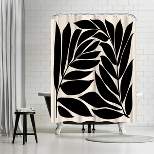 Americanflat 71" x 74" Shower Curtain, Black Seagrass Shapes by Modern Tropical