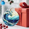 Christmas Ornaments, Dodosky 2.9in Ceramic Ocean Waves Ornament, Xmas Decor - 2 of 4