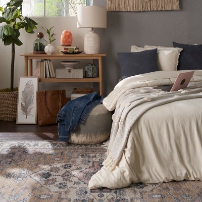 Brilliance 4' x 6' Beige Multicolor Washable Synthetic Rug