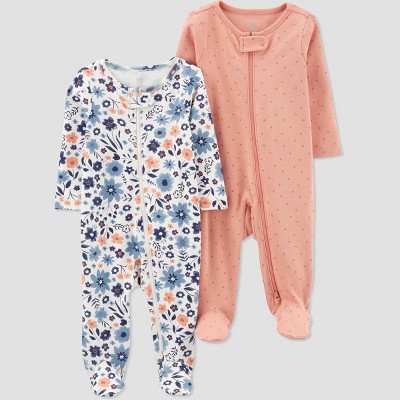 Carter's Just One You®️ Baby Girls' 2pk Floral Sleep N' Play - Navy Blue/Pink