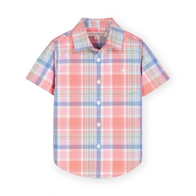 Boy's DNA Logo Tag Short-Sleeve Poplin Shirt, Size 8-12