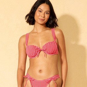 Women's Gingham Seersucker Center Tie Underwire Bikini Top - Wild Fable™ - 1 of 4