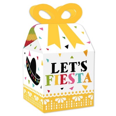 Big Dot of Happiness Let's Fiesta - Square Favor Gift Boxes - Fiesta Bow Boxes - Set of 12