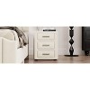 Okak Full Platform Bed Frame with 2 Nightstands Velvet Upholstered Bed with Vertical Channel Tufted Headboard No Springs Required, Beige - 4 of 4