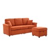 Mocamel Corduroy L-Shaped Sofa Pull-Out Storage Ottoman Pillows 3-Seat USB Charging Cup Holder Convertible Design Living Room Apartment - 3 of 4