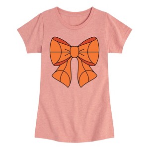 Girls' - Instant Message - Basketball Bow Fitted Short Sleeve Graphic T-Shirt - 1 of 4
