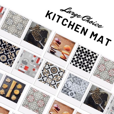 Set of 2 Blue and Gray Tile Design Kitchen Floor Mats