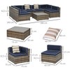 7-Piece Outdoor Wicker Patio Sofa Set, Modern Rattan Conversation Furniture Set with Cushions - 3 of 4
