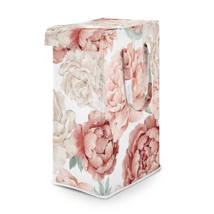 Sweet Jojo Designs Girl Foldable Laundry Hamper with Handles Peony Floral Garden Pink and Ivory - 1 of 4